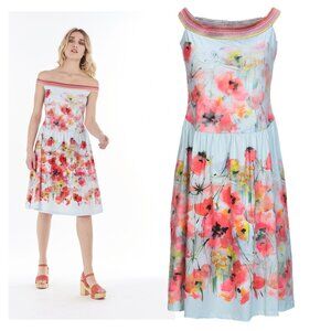 SAVE THE QUEEN DRESS FLORAL PRINT OFF THE SHOULDER sz M MEDIUM